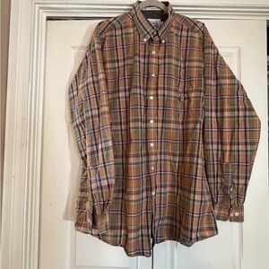 Cinch Men’s Brown Plaid Long Sleeve Button Down Shirt XL Western Logo Pocket